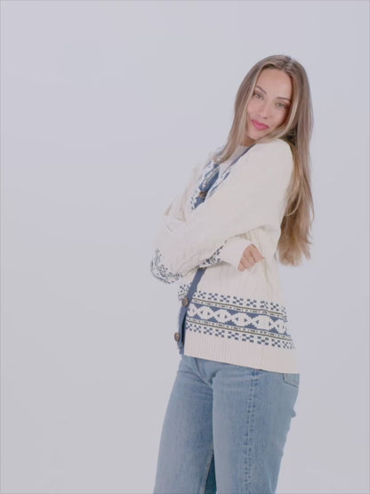 Sweter Damskie Męskie z Kardigan Bawełny Organicznej Cottage