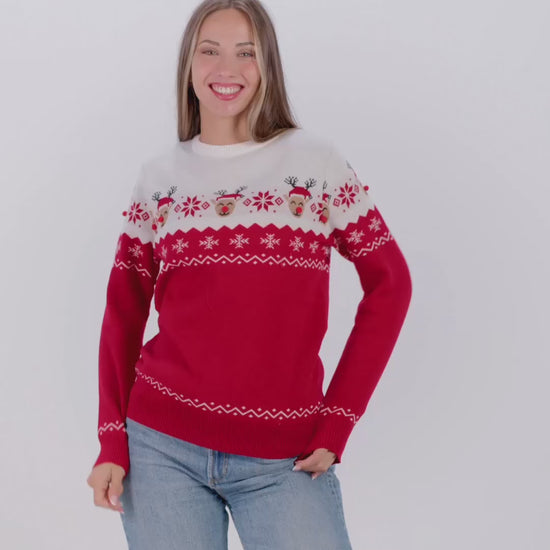 Sweter Świąteczny Damskie Męskie z Uroczy Renifer
