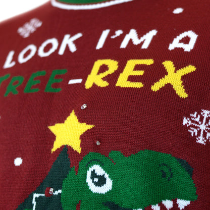 Rodzinny Sweter Świąteczny z Lampkami LED Christmas Tree-Rex szczegół