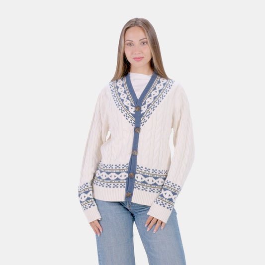 Sweter dla Par z Kardigan Bawełny Organicznej Cottage Damskie
