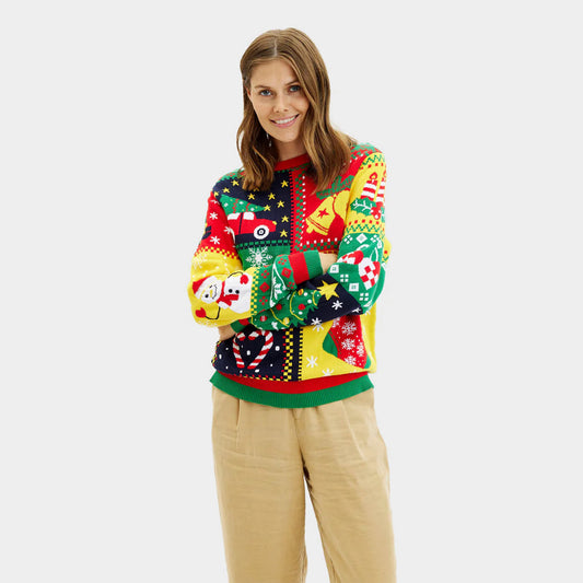 Sweter Świąteczny  Bawełna Organiczna Patchwork Damskie
