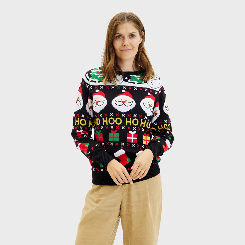 Sweter Świąteczny Bawełny Organicznej ŚW Mikołaj Prezenty Bałwankiem Damskie  
