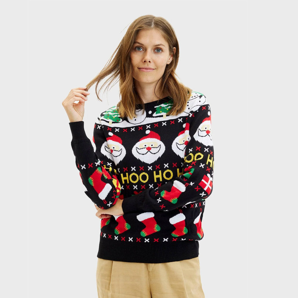 Sweter Świąteczny Damskie  Bawełny Organicznej ŚW Mikołaj Prezenty Bałwankiem
