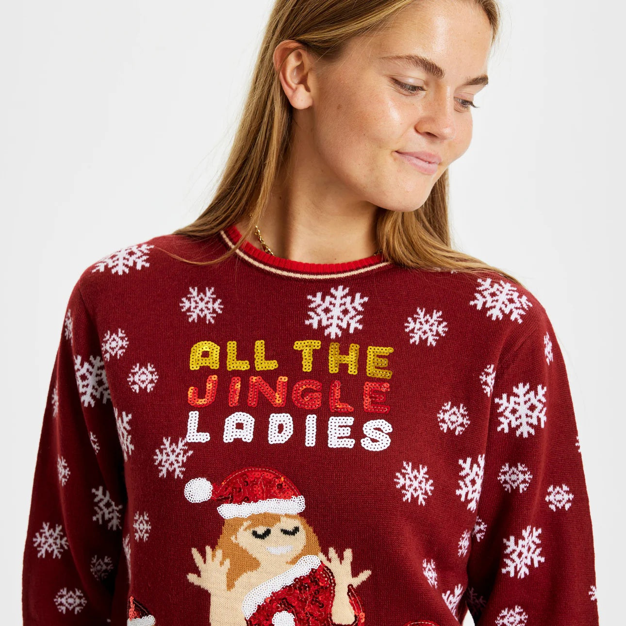 Sweter Świąteczny Damskie Ladies Cekiny Jingles 
