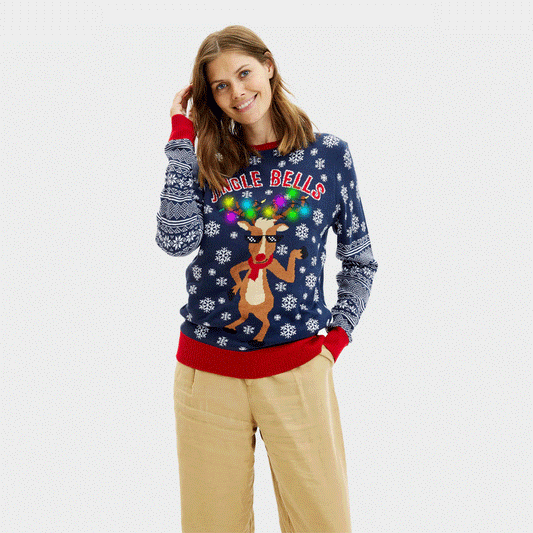Sweter Świąteczny Damskie z Lampkami LED Jingle Bells
