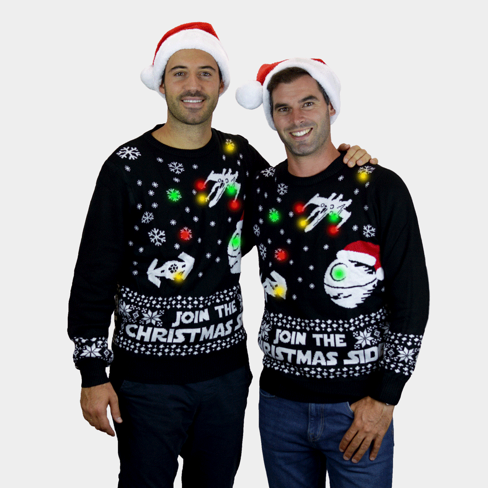 Sweter Świąteczny Męskie Damskie Lampkami LED Star Wars Join Christmas Side
