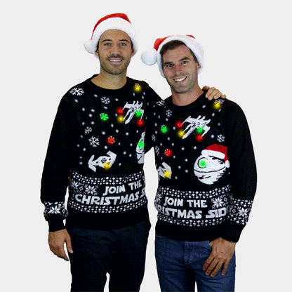 Sweter Świąteczny Męskie Damskie Lampkami LED Star Wars Join Christmas Side
