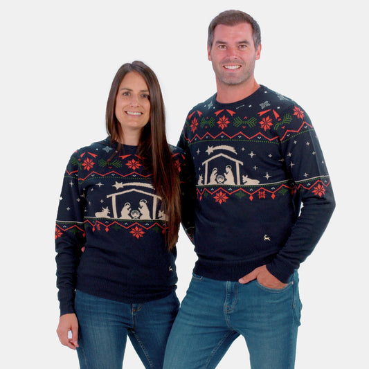 Sweter Świąteczny Damskie Nativity dla Par