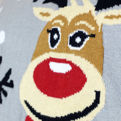 Sweter Świąteczny Szary Damskie Bawełny Organicznej Reniferami
