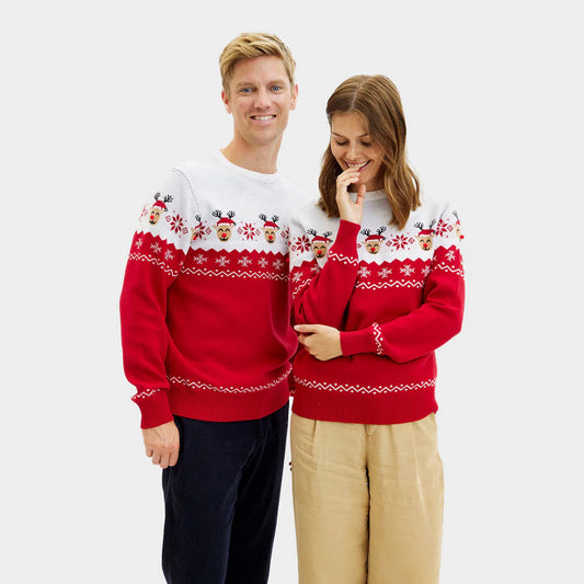 Sweter Świąteczny dla Par z Uroczy Renifer