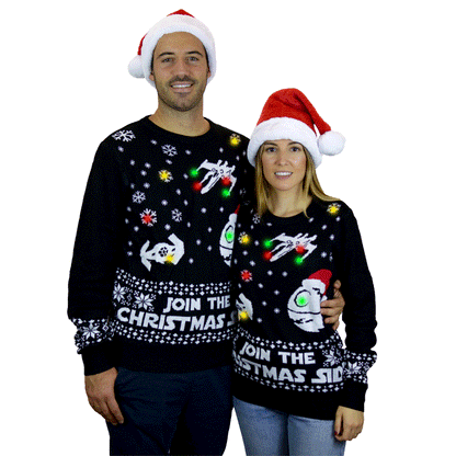 Sweter Świąteczny z Lampkami LED Join the Christmas Side pary