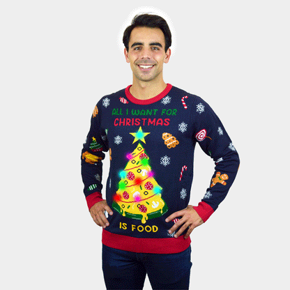 Sweter Świąteczny Damskie z Lampkami LED Męskie Christmas Food
