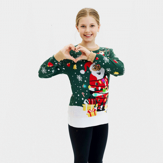 Sweter Świąteczny Lampkami LED Świętym Mikołajem związany dla Dzieci z
