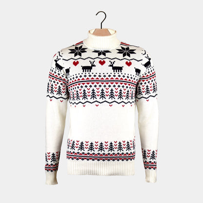 Sweter Świąteczny Męskie z Bawełny Organicznej golfem Beżowa 
