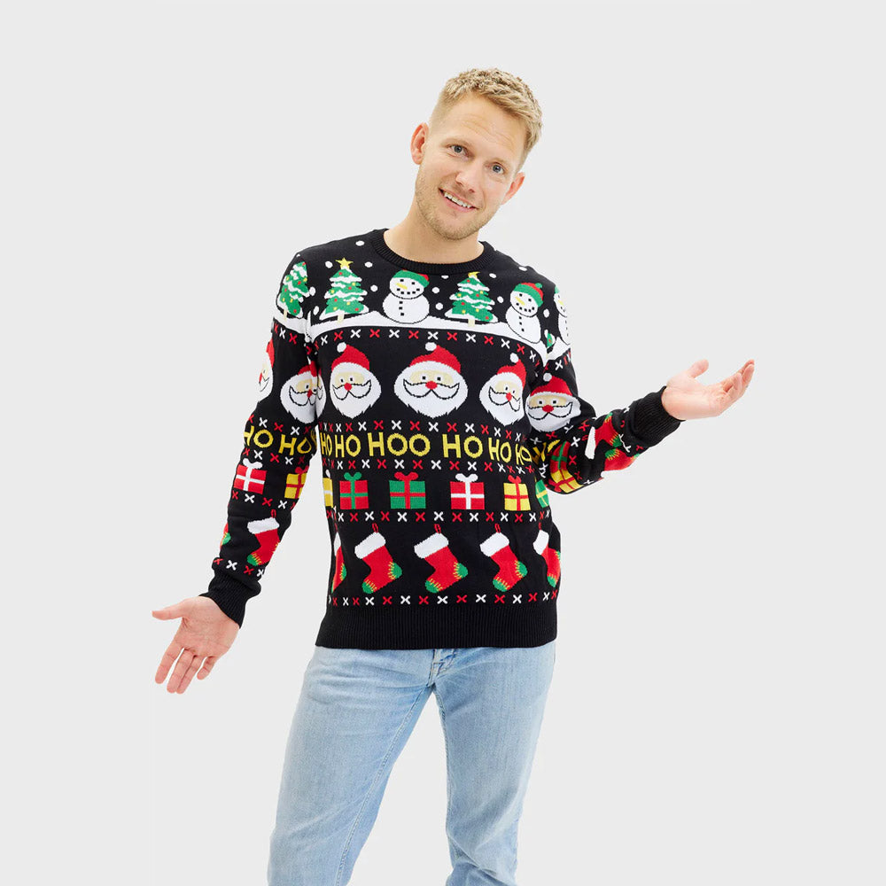 Sweter Świąteczny Męskie Bawełny Bałwankiem Organicznej ŚW Mikołaj Prezenty 
