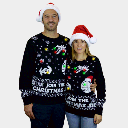 Sweter Świąteczny Męskie Damskie Lampkami LED Star Wars Join Christmas Side
