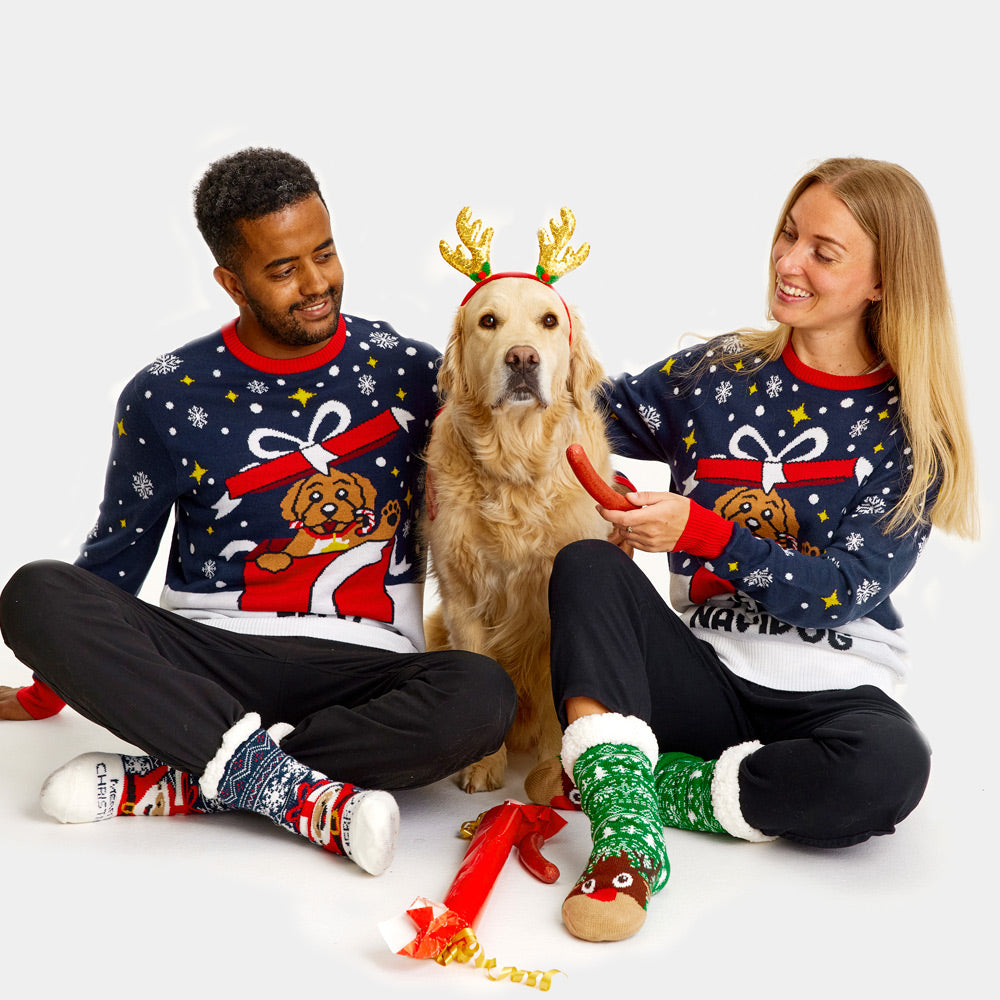 Sweter Świąteczny Męskie Feliz Navidog Damskie