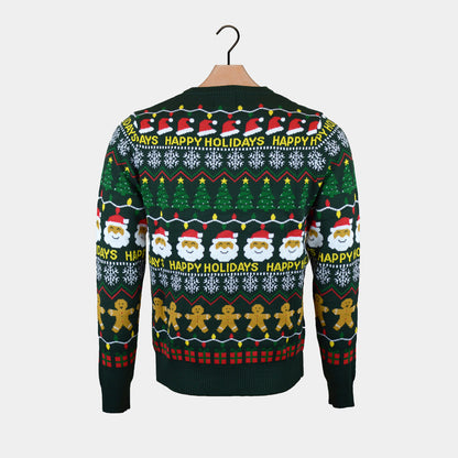 Sweter Świąteczny Męskie Happy Holidays Zielony 
