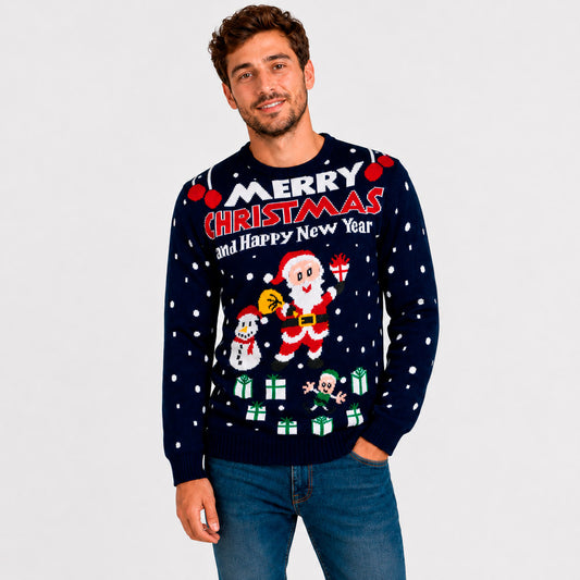 Sweter Świąteczny Męskie Merry Christmas and Happy New Year
