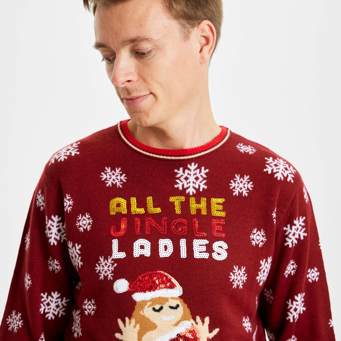Sweter Świąteczny Męskie Ladies Cekiny Jingles 