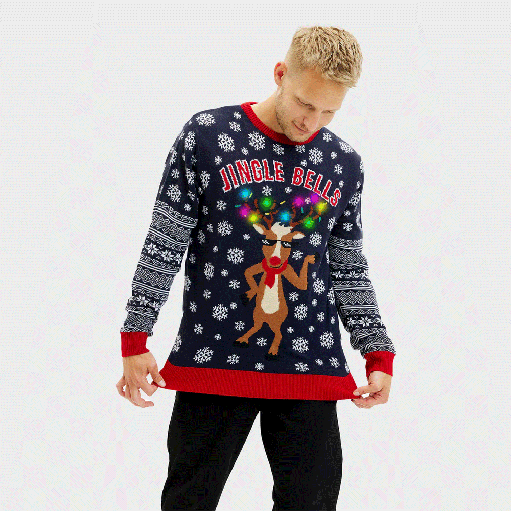 Sweter Świąteczny Męskie Jingle Bells
 Lampkami LED 