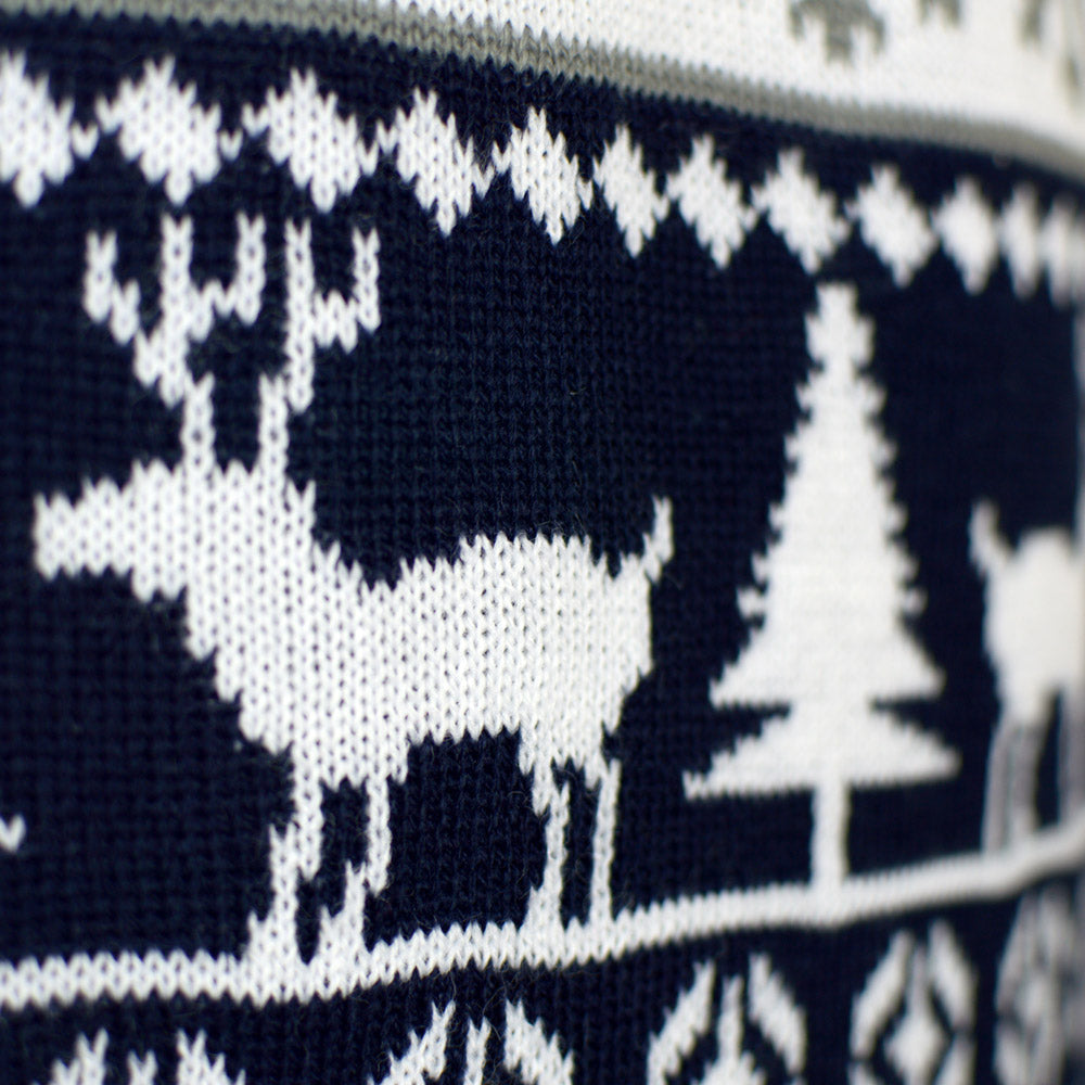 Sweter Świąteczny Męskie z Reniferami i Choinkami w Paski 
