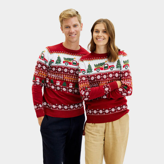 Sweter Świąteczny dla Par Driving Home