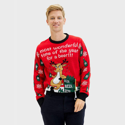 Sweter Świąteczny Męskie z Reniferem z Otwieracz do Piwa
