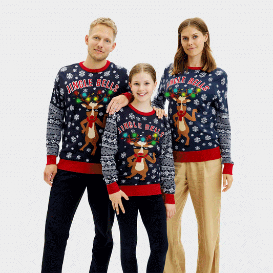 Sweter Świąteczny Rodzinny Lampkami LED Jingle Bells

