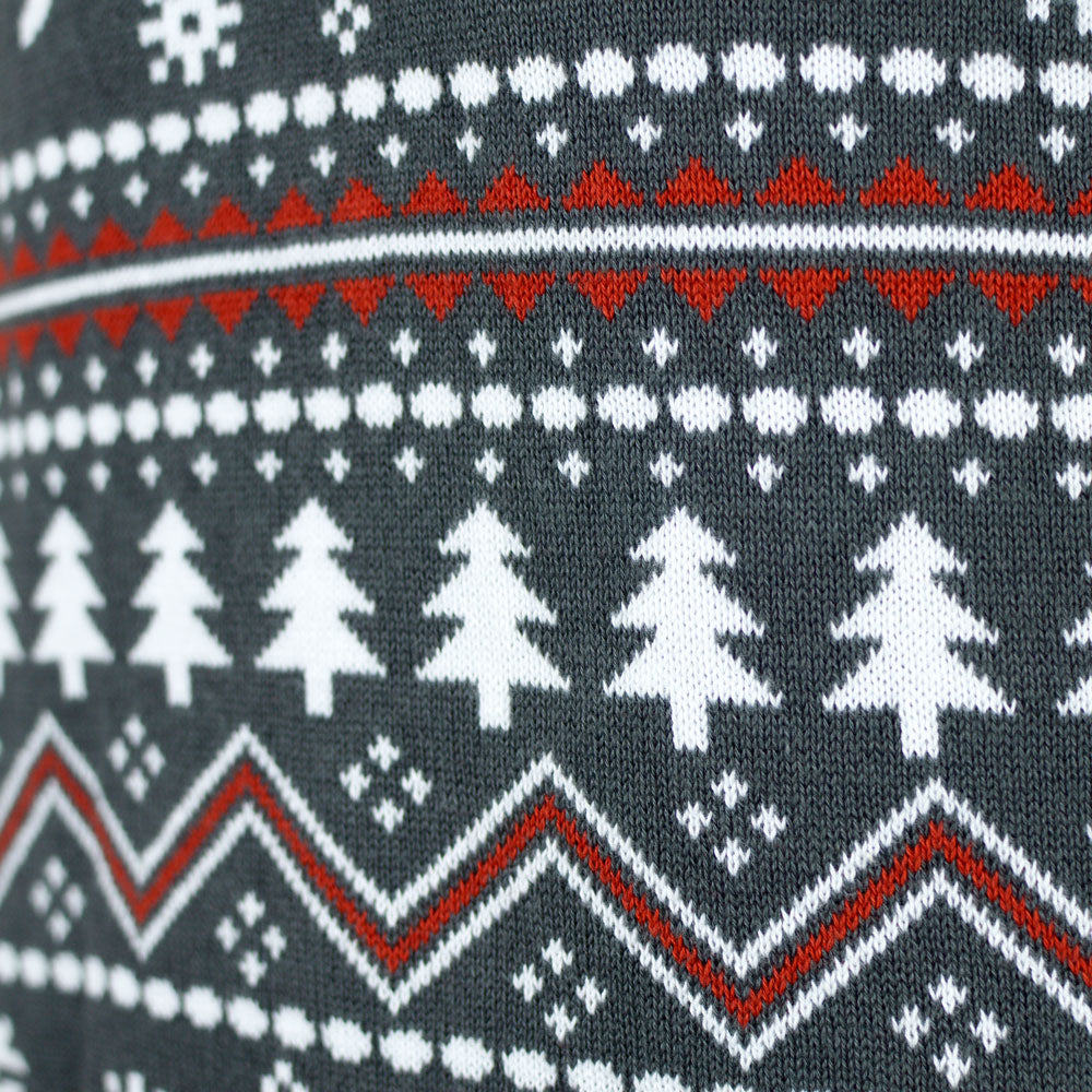 Sweter Świąteczny Męskie Szary golfem reniferem Bawełny Organicznej
