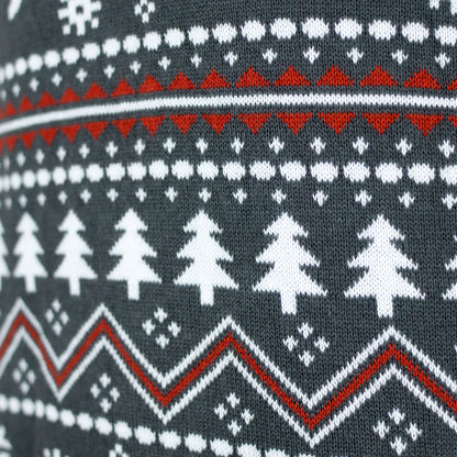 Sweter Świąteczny Męskie Szary golfem reniferem Bawełny Organicznej
