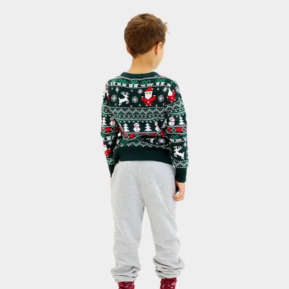Zielony Sweter Świąteczny dla Dzieci Organiczna Jolly Christmas Bawełna 

