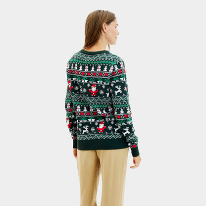 Zielony Sweter Świąteczny Bawełna Organiczna Jolly Christmas Damskie 
