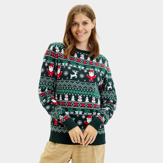 Zielony Sweter Świąteczny Damskie Bawełna Organiczna Jolly Christmas
