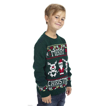 Zielony Sweter Świąteczny dla Dzieci Merry Christmas chlopiec