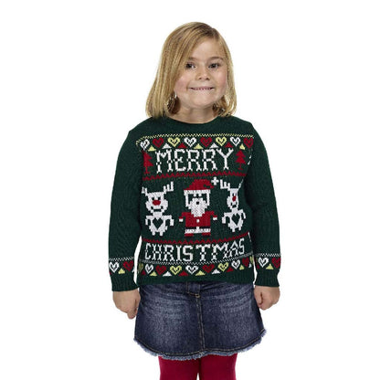 Zielony Sweter Świąteczny dla Dzieci Merry Christmas dziewczat