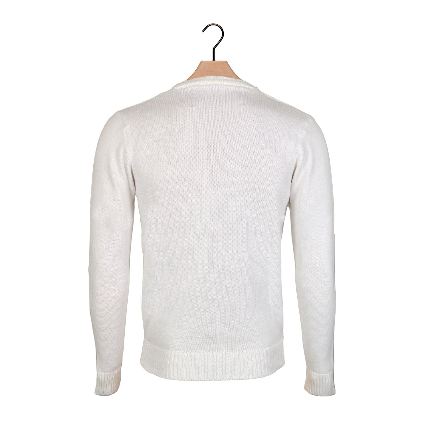 Biały Sweter Świąteczny z Reniferem Owłosione 3D z powrotem