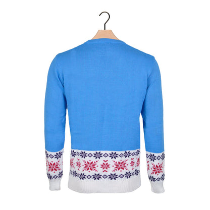 Błękit Sweter Świąteczny dla Dzieci z Reniferem i Śnieg z Powrotem