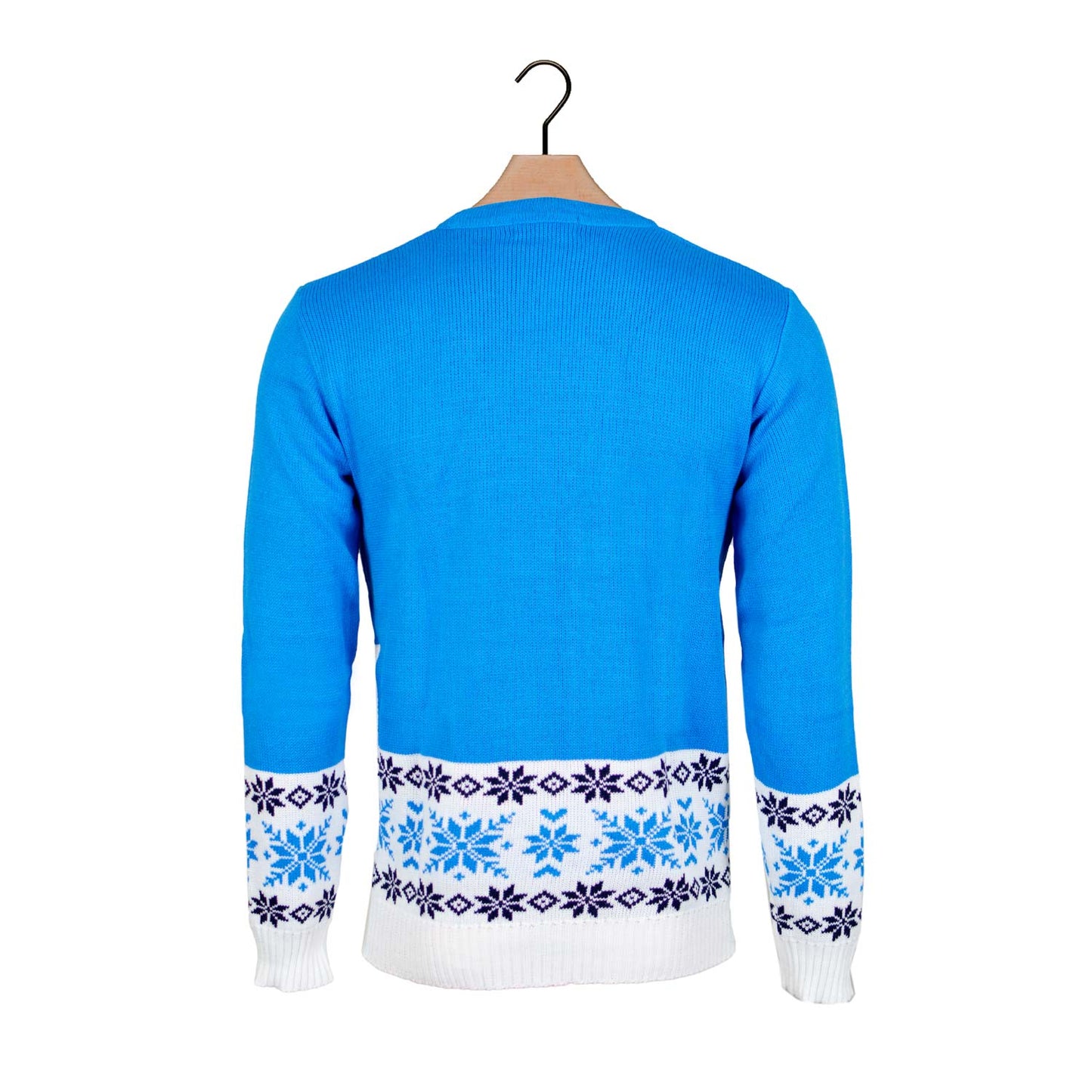 Błękit Sweter Świąteczny z Reniferem łyżwiarstwo powrotem