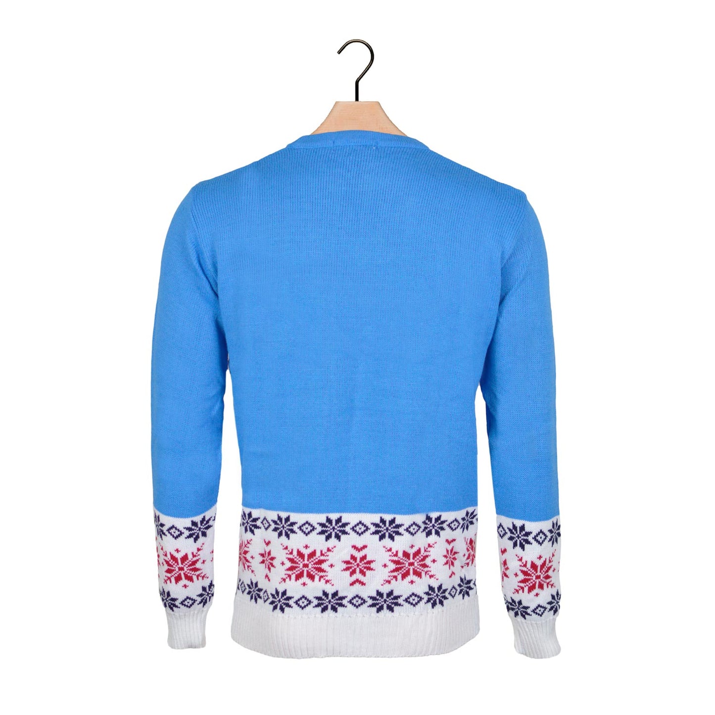 Błękit Sweter Świąteczny z Reniferem i Śnieg z powrotem