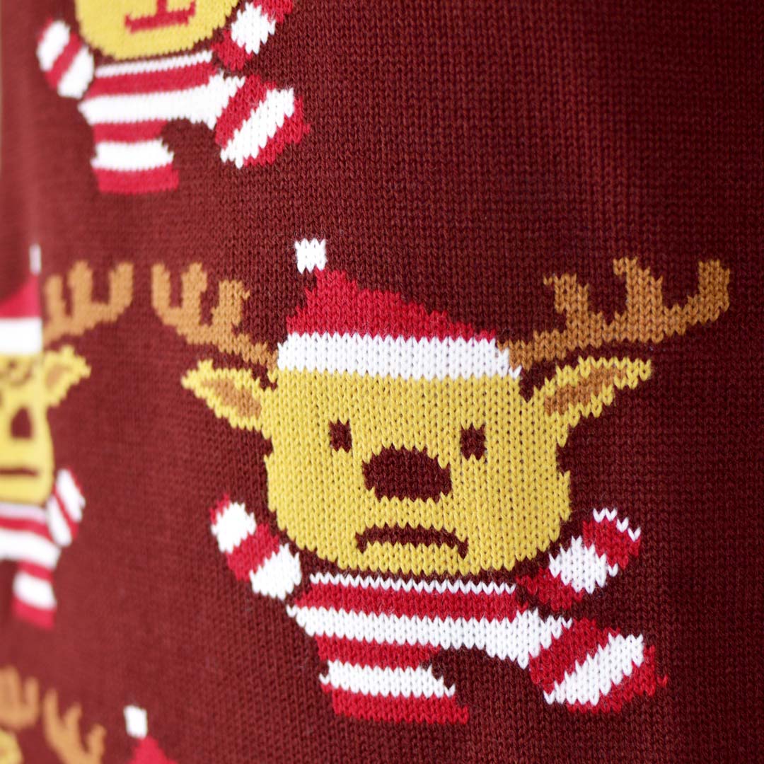 Bordowy Sweter Świąteczny z Choinką i Gwiazda szczegol