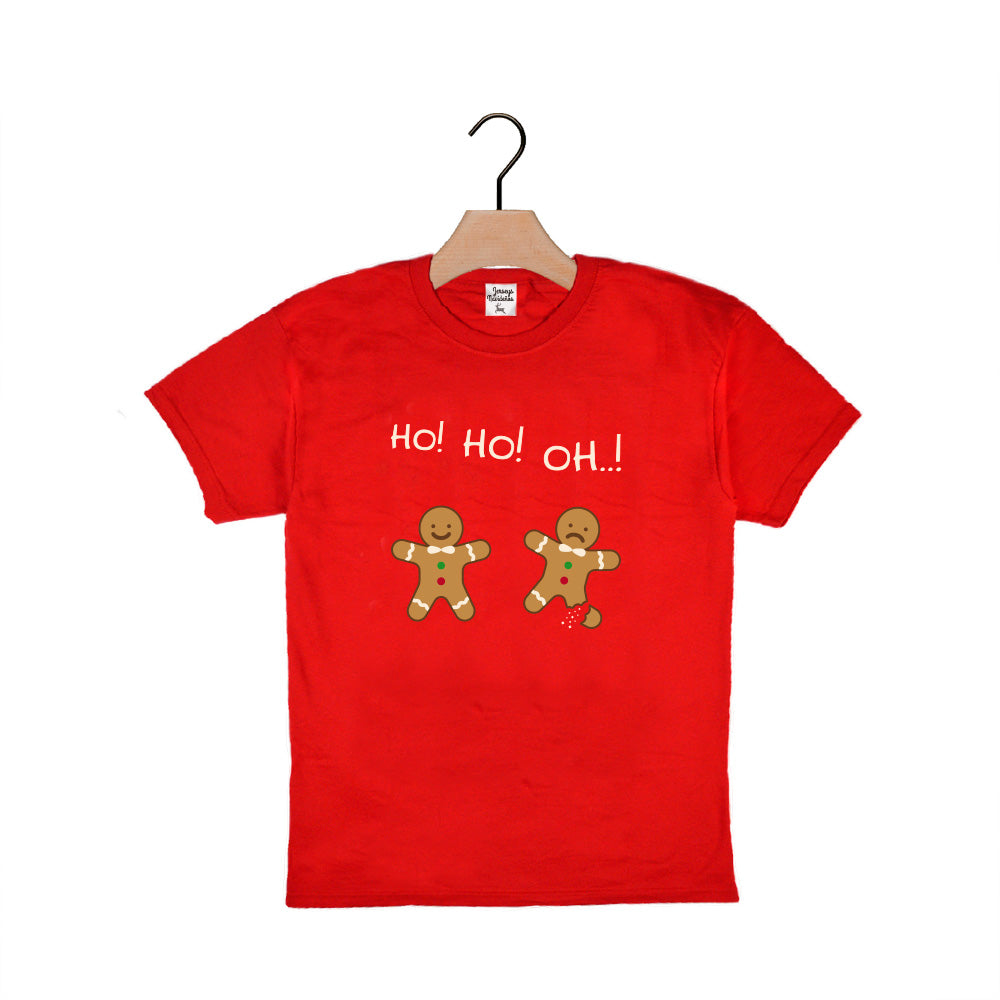 Czerwona Koszulka Świąteczna dla dzieci z Piernikowym Ludzikiem