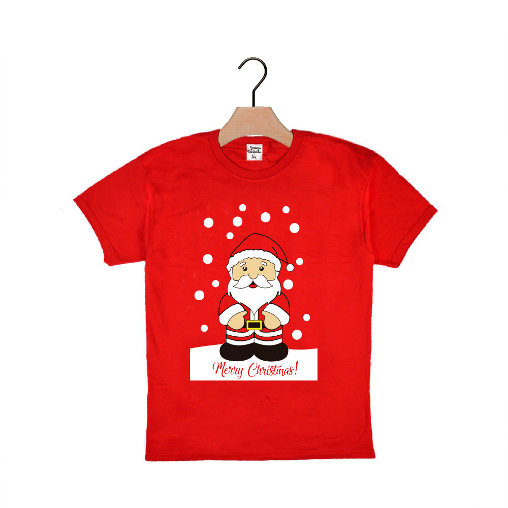 Czerwona Koszulka Świąteczna dla dzieci ze Świętym Mikołajem