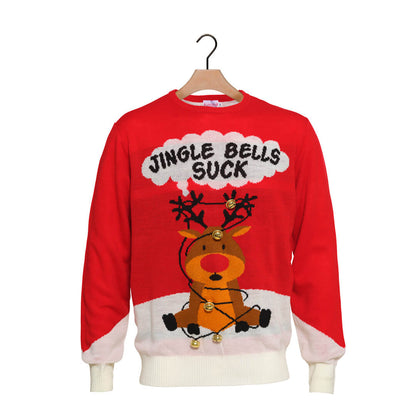 Czerwony Sweter Świąteczny Jingle Bells Sucks 3D