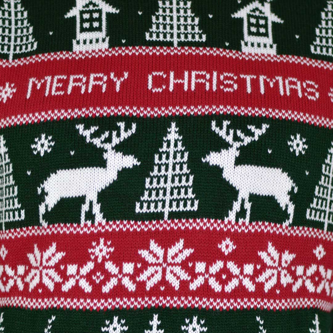 Czerwony i Zielony Sweter Świąteczny Merry Christmas szczegol