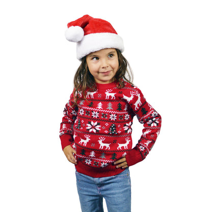 Sweter Świąteczny dla Dzieci z Reniferami, Choinkami i Gwiazda Polarna dziewczat