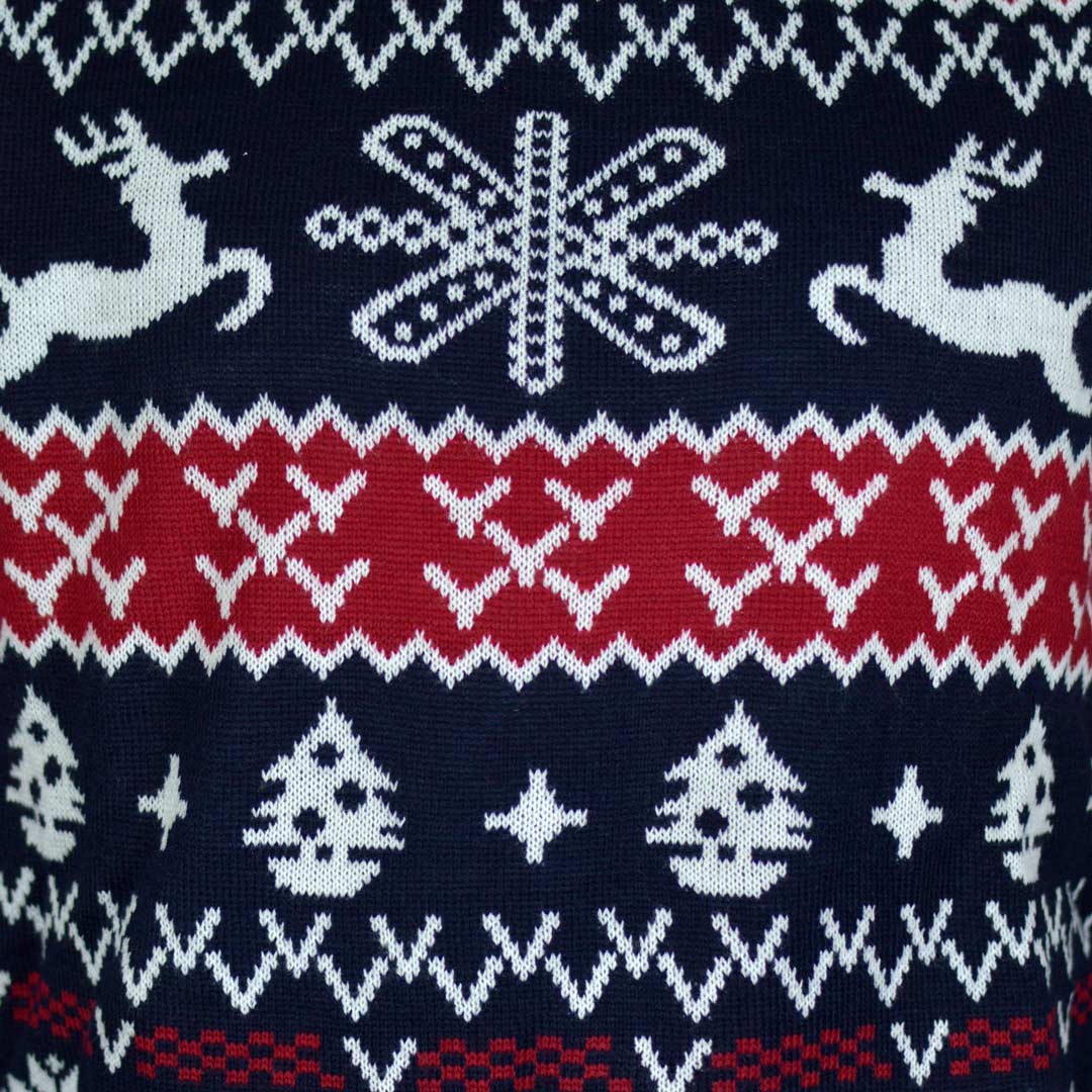 Sweter Świąteczny dla Dzieci Reniferami i Motywami Bożonarodzeniowymi Szczegół
