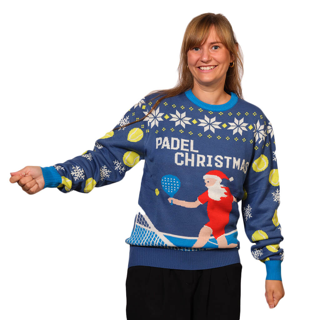 Niebieski Sweter Świąteczny z Padel Christmas damskie