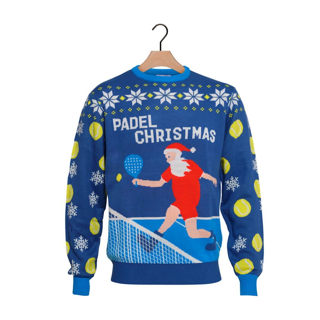 Niebieski Sweter Świąteczny z Padel Christmas