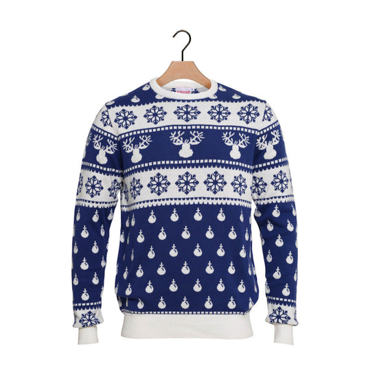 Niebieski Sweter Świąteczny z Reniferami 2021